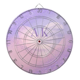 Monogram lila rosa gradient hjärta darttavla