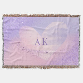 Monogram lila rosa gradienthjärta filt