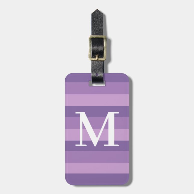 Monogram Lila Tritone Stripe Bagagebricka (Vertikal Framsida)