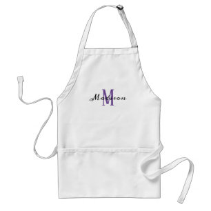 Monogram Lila White Modern Script Namn-kvinnor Förkläde