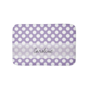Monogram Lila White Trendig Roligt Polka Dot Mönst Badrumsmatta