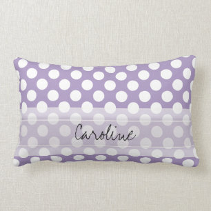 Monogram Lila White Trendig Roligt Polka Dot Mönst Lumbarkudde