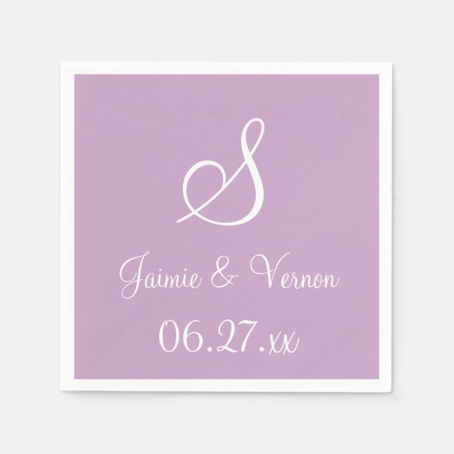Monogram Lilac Fashionable Monochromatic Napkins Pappersservett (Framsidan)