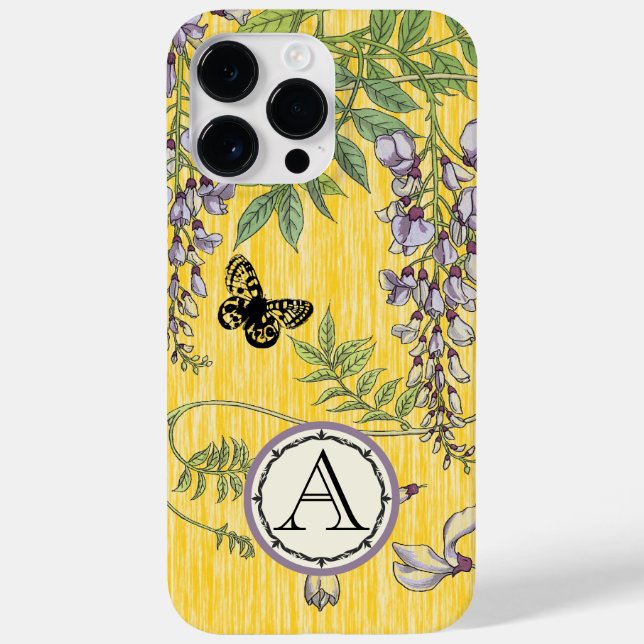 Monogram Lilac och Gult Vintage Wistria iphone (Baksida)