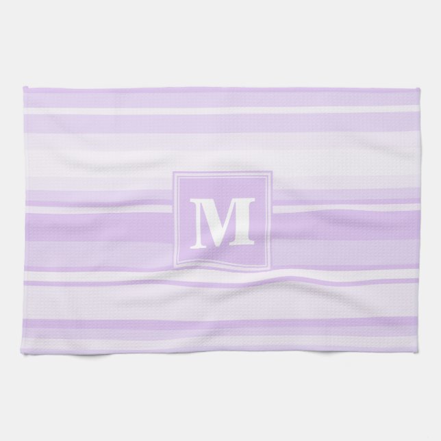 Monogram lilac rand kökshandduk (Horisontell)