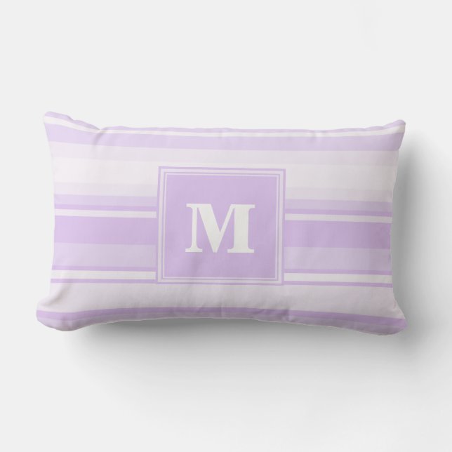 Monogram lilac rand lumbarkudde (Framsida)