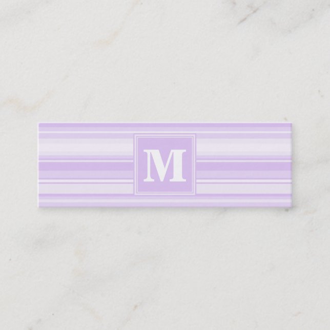 Monogram lilac rand mini visitkort (Framsida)