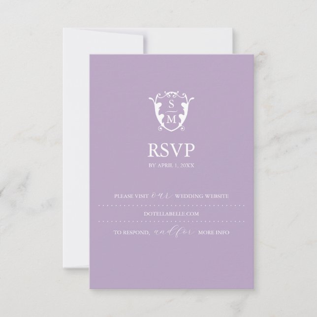 Monogram Lilafärgad Lila RSVP-kort Bröllopswebbpla OSA Kort (Framsida)