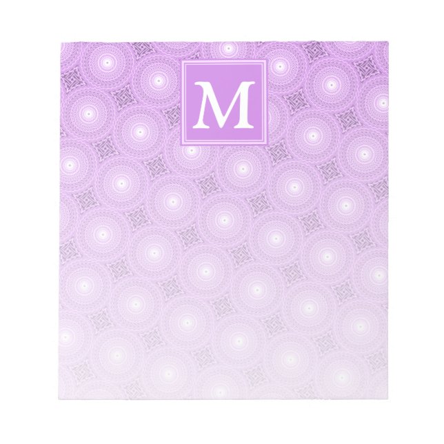 Monogram lilax lila circles mönster anteckningsblock (Framsida)