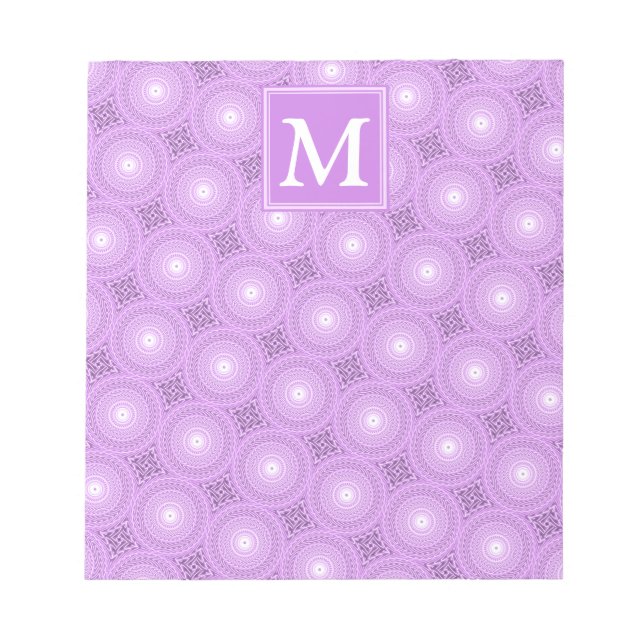 Monogram lilax lila circles mönster anteckningsblock (Framsida)