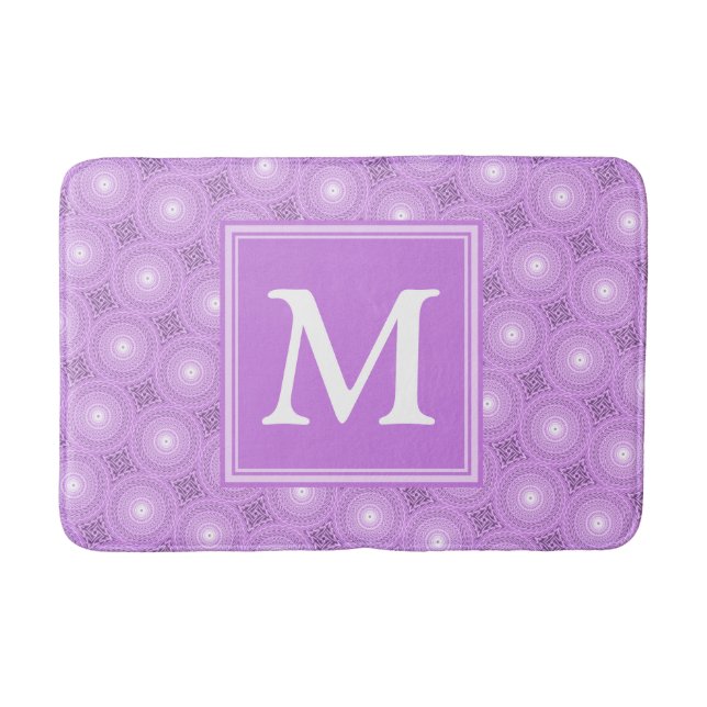 Monogram lilax lila circles mönster badrumsmatta (Framsidan)