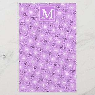 Monogram lilax lila circles mönster brevpapper