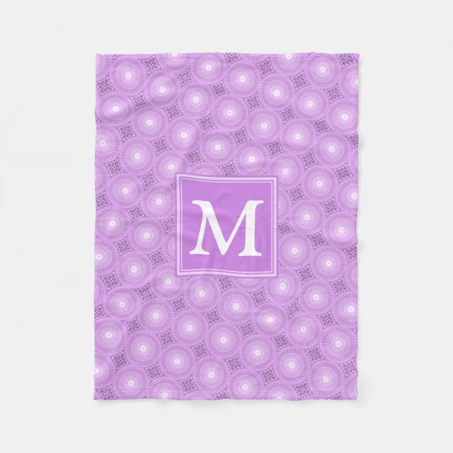 Monogram lilax lila circles mönster fleecefilt (Framsidan)