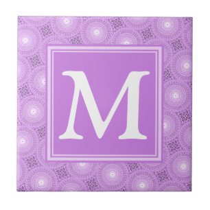 Monogram lilax lila circles mönster kakelplatta