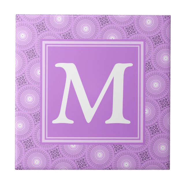 Monogram lilax lila circles mönster kakelplatta (Framsidan)