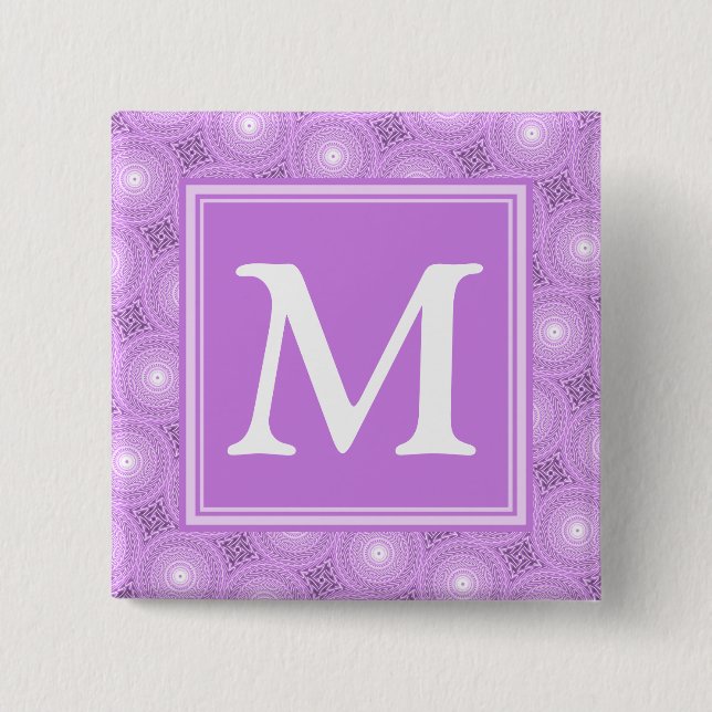 Monogram lilax lila circles mönster knapp (Framsida)
