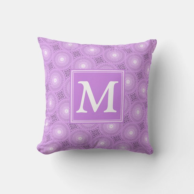 Monogram lilax lila circles mönster kudde (Framsida)