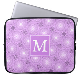 Monogram lilax lila circles mönster laptop sleeve
