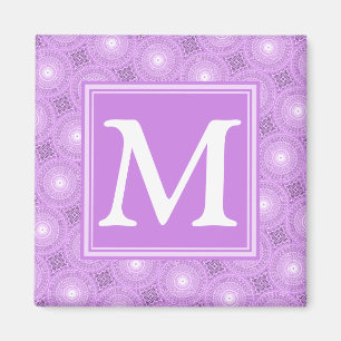 Monogram lilax lila circles mönster magnet