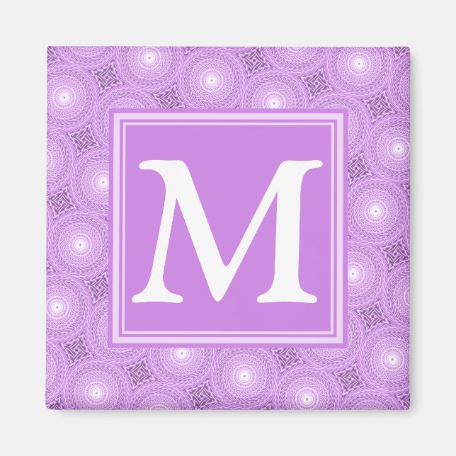 Monogram lilax lila circles mönster magnet (Framsidan)