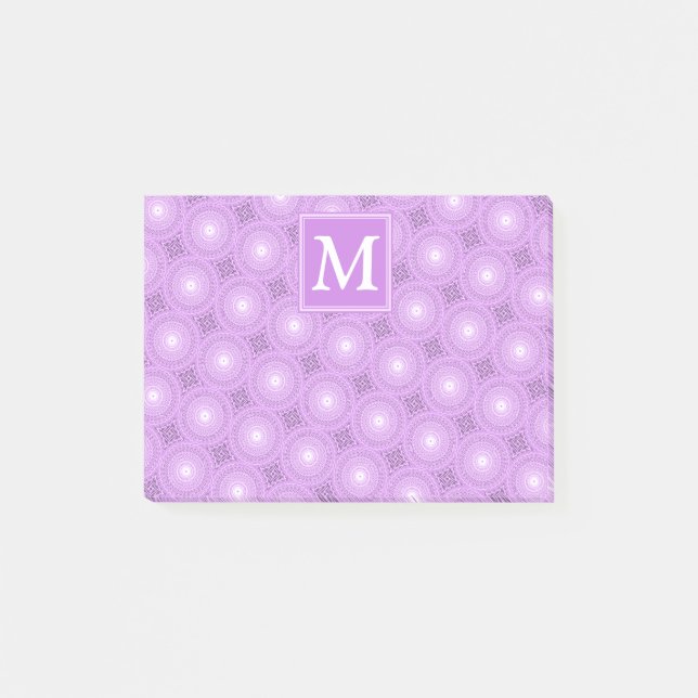 Monogram lilax lila circles mönster post-it block (Framsida)