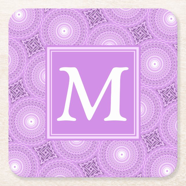 Monogram lilax lila circles mönster underlägg papper kvadrat (Framsidan)
