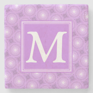 Monogram lilax lila circles mönster underlägg sten