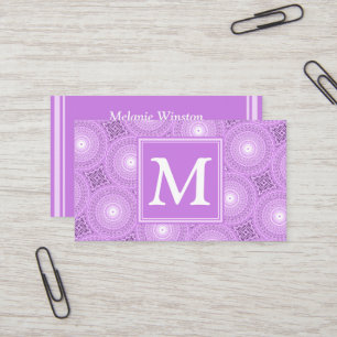 Monogram lilax lila circles mönster visitkort
