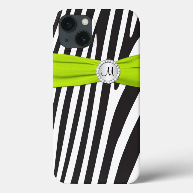 Monogram Lime Black White Zebra Stripe iPad Air (Baksida)