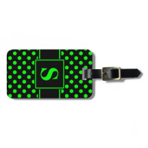 Monogram Lime Green Polka dots på Black