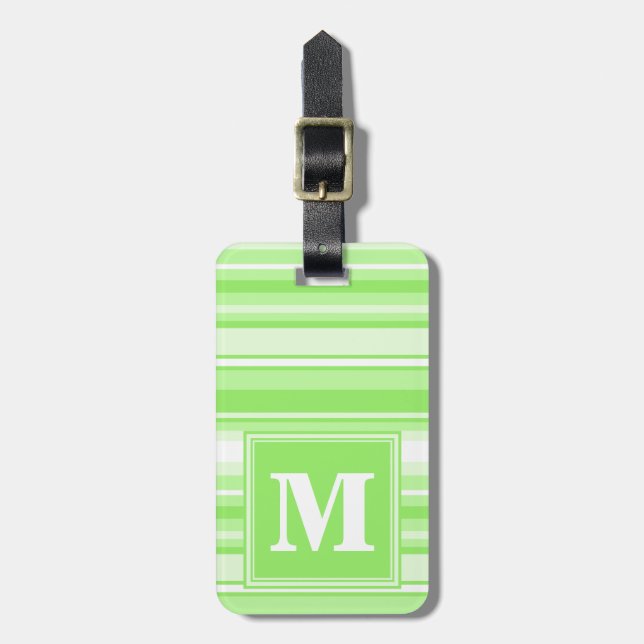 Monogram lime green rand bagagebricka (Vertikal Framsida)