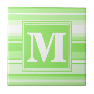 Monogram lime green rand kakelplatta