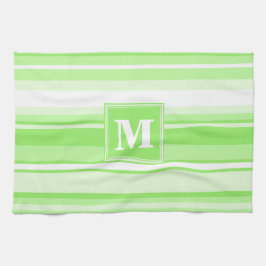 Monogram lime green rand kökshandduk