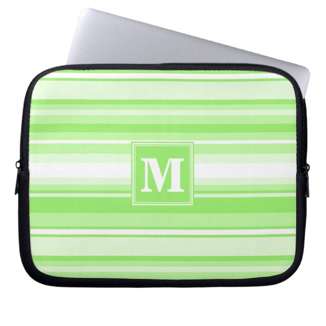 Monogram lime green rand laptop sleeve (Framsidan)