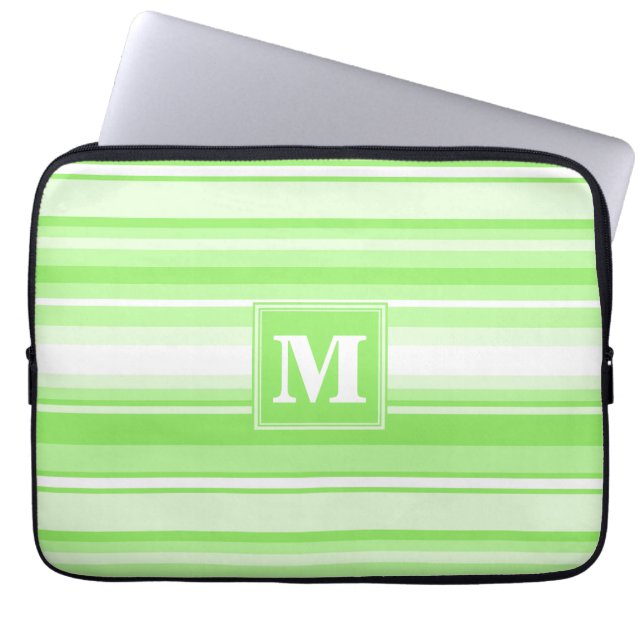 Monogram lime green rand laptop sleeve (Framsidan)