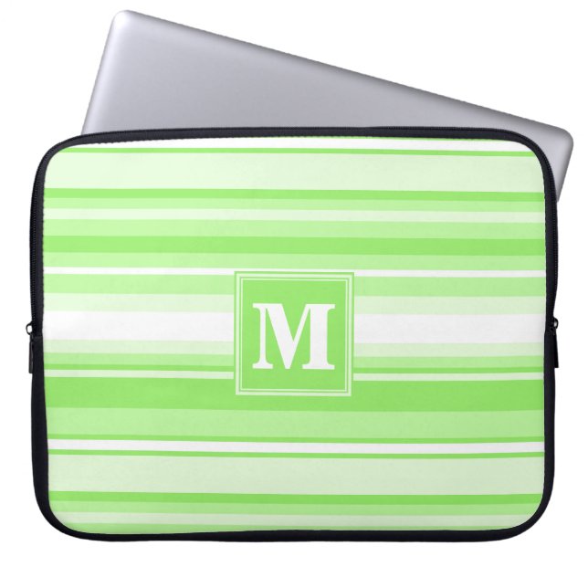 Monogram lime green rand laptop sleeve (Framsidan)