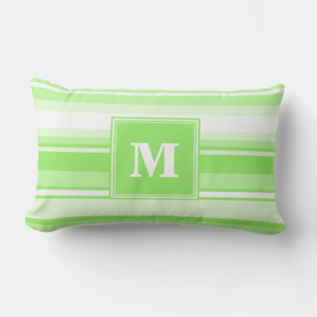Monogram lime green rand lumbarkudde (Framsida)
