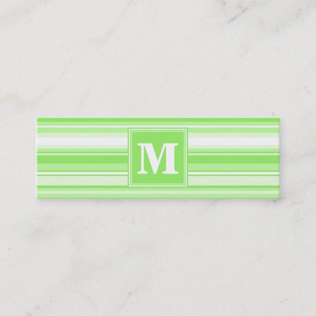 Monogram lime green rand mini visitkort (Framsida)
