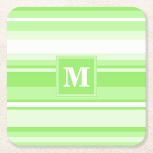 Monogram lime green rand underlägg papper kvadrat