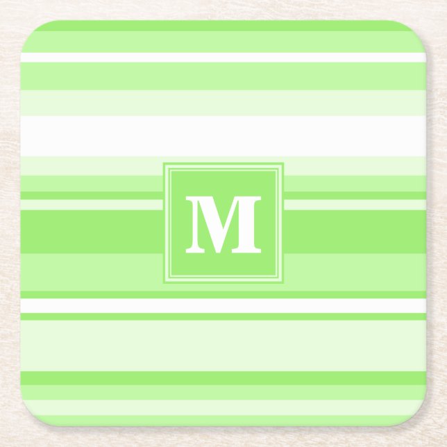 Monogram lime green rand underlägg papper kvadrat (Framsidan)