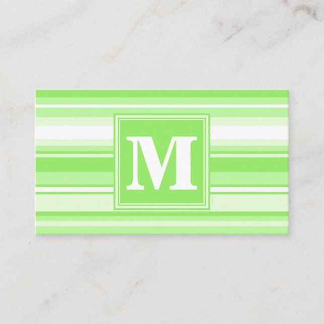 Monogram lime green rand visitkort (Framsida)