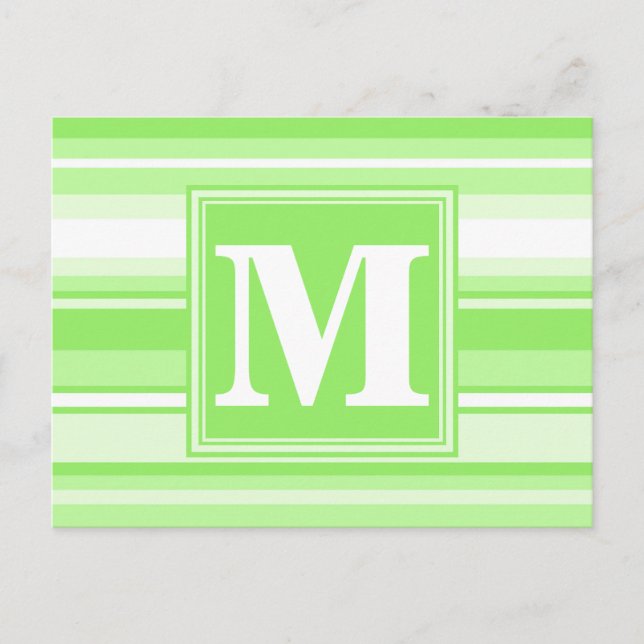 Monogram limegröna ränder vykort (Framsida)
