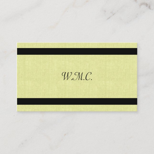 Monogram Linen & Black Gräns Visitkort (Framsida)