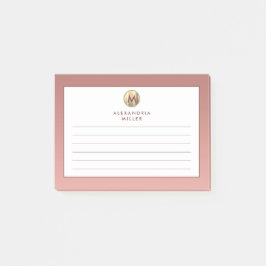 Monogram Lining i elegant Guld Post-it Block