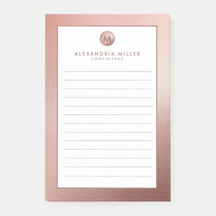 Monogram Lining i elegant Guld Post-it Block