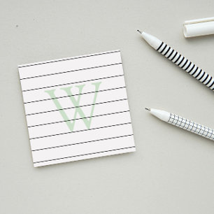 Monogram Linjerad blek Grönt Post-it Block