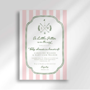 Monogram Little Putter på väg golf baby shower Inbjudningar