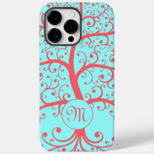 Monogram Livets träd Retro Minimalist Rosa Pastel