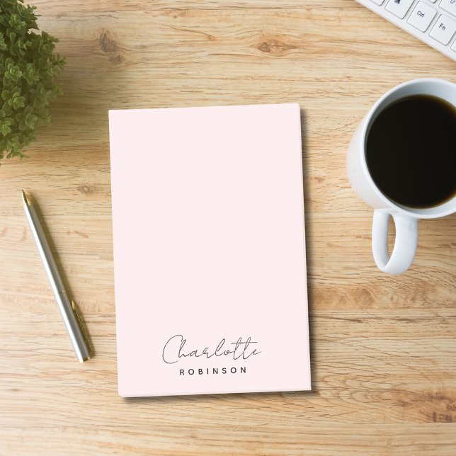 Monogram Ljus rosa Modern Minimalist Post-it Block (Skapare uppladdad)