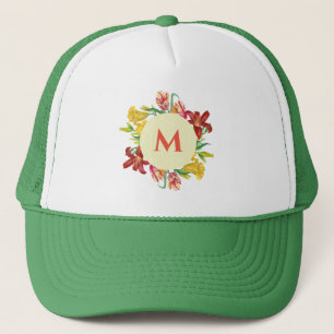 Monogram Ljus Vårblommor Krans Illustration Keps